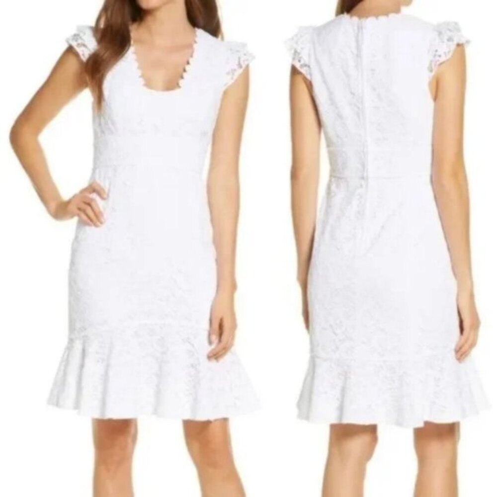 Lilly Pulitzer | Marlyn Dress, Resort White, Hey Hey Bouquet Lace | Size 8